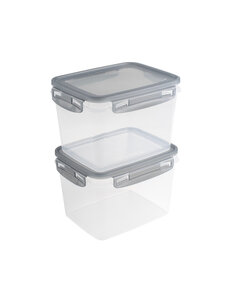 Sunware Voorraaddozenset met clips set van 2 stuks 1,9L transparant grijs