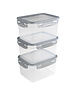 Sunware Voorraaddozenset met clips set van 3 stuks 1,5L transparant grijs
