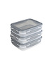 Sunware Voorraaddozenset met clips set van 3 stuks 0,7L transparant grijs