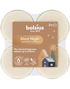 Bolsius Geurtheelicht Silent Night Hazelnut Vanilla maxi set/8