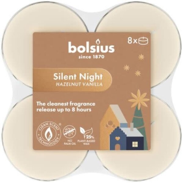 Bolsius Geurtheelicht Silent Night Hazelnut Vanilla maxi set/8