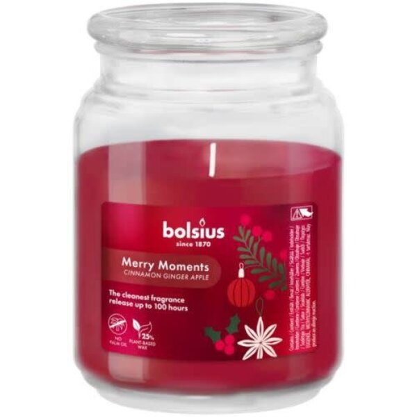 Bolsius Geurkaars Merry Moments Cinnamon Ginger Apple in glas
