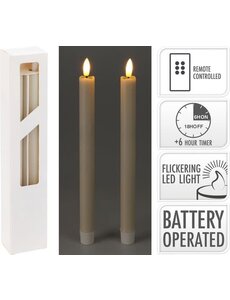  Ledkaarsen ivoor set 2 met afstandsbediening