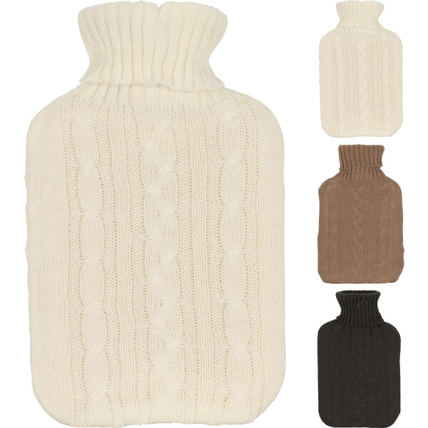 Warmwaterzak / Kruik  met hoes 1750ml 3 assorti