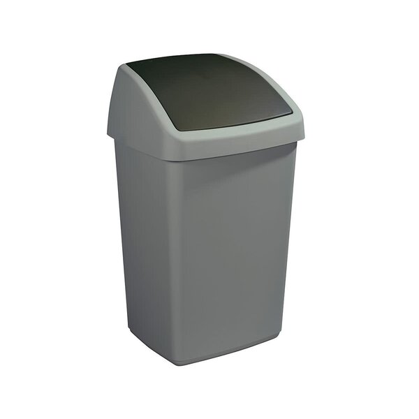 Sunware Afvalbak 50L Delta swing deksel zilver/zwart