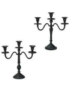  Kandelaar 3 armen 30cm zwart 2ass