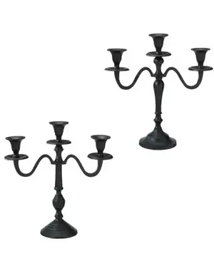  Kandelaar 3 armen 30cm zwart 2ass