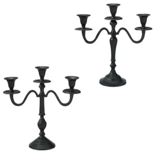 Kandelaar 3 armen 30cm zwart 2ass