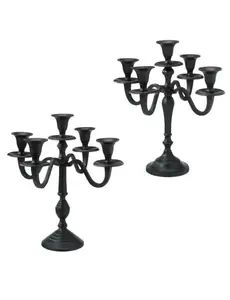  Kandelaar 5 armen 30cm zwart 2ass