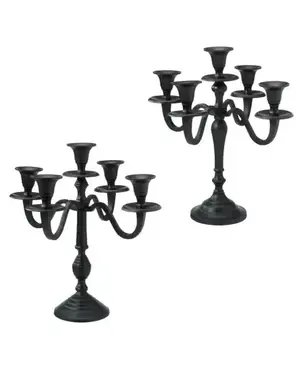  Kandelaar 5 armen 30cm zwart 2ass