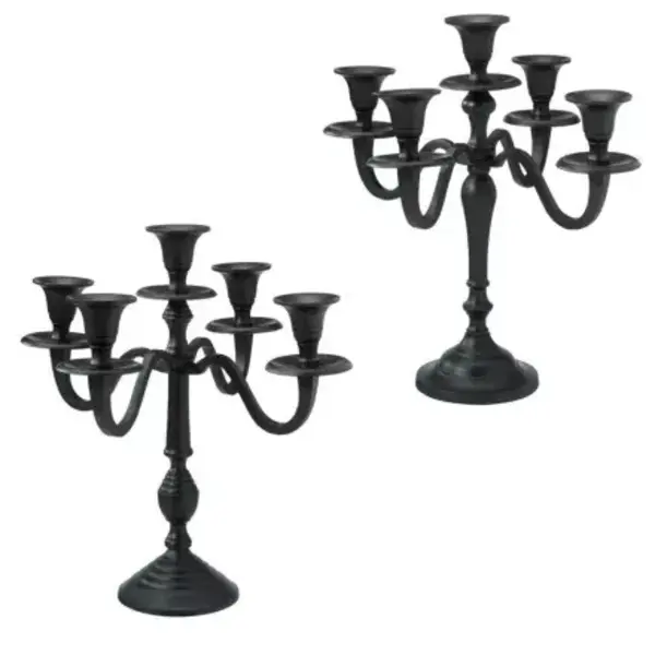 Kandelaar 5 armen 30cm zwart 2ass