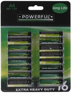  Batterijen AA 16 stuks op kaart