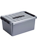 Sunware Opbergbox Q-line 15L zilver met handvat