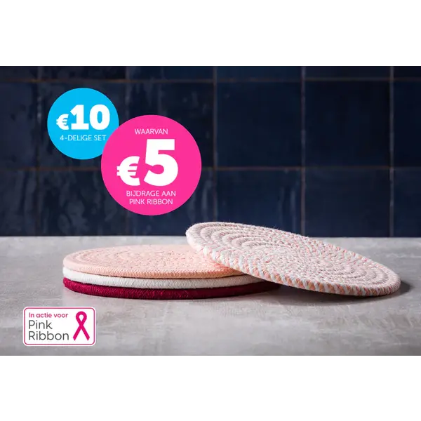 BK Cookware Pannen-onderzetters set 4 stuks Pink Ribbon BK