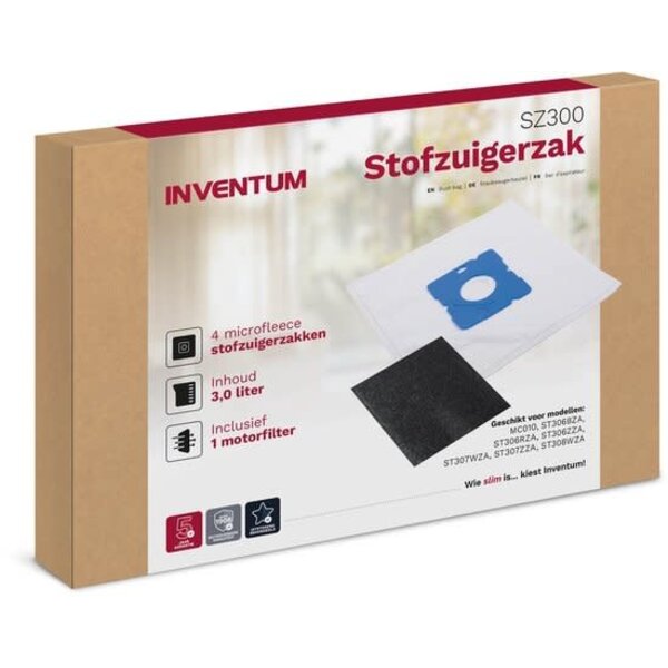 Inventum Stofzak 3l. 4 stuks + motorfilter