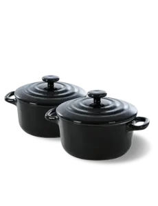 BK Cookware Mini pannetje Cocotte - 10cm set 2 stuks - Jet Black BK Bourgogne