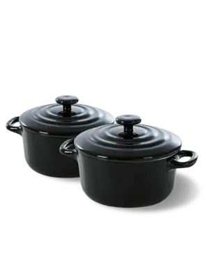 BK Cookware Mini pannetje Cocotte - 10cm set 2 stuks - Jet Black BK Bourgogne
