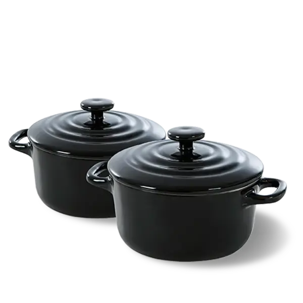 BK Cookware Mini pannetje Cocotte - 10cm set 2 stuks - Jet Black BK Bourgogne