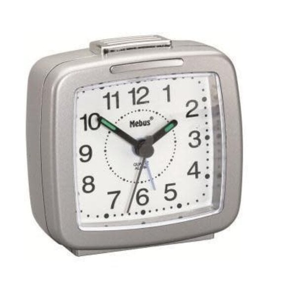 Mebus Wekker Quartz 7x7cm zilver