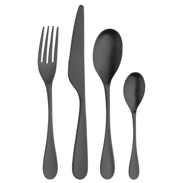 Pintinox Cassette 6 persoons 24-delig Satin zwart Drop