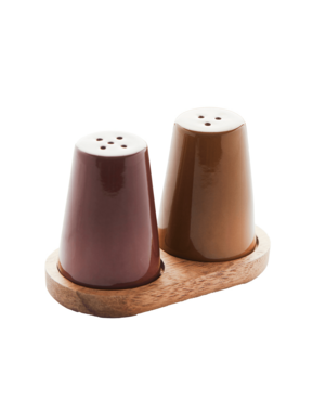 Point-Virgule Peper- en zoutstrooier met houder acacia