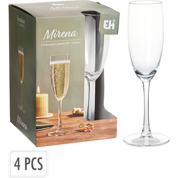 Excellent Houseware Champagneglas 180 ml Mirena set 4 stuks
