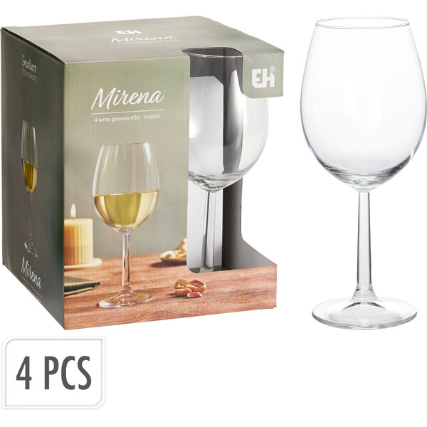 Excellent Houseware Wijnglas 43 cl Mirena set 4 stuks