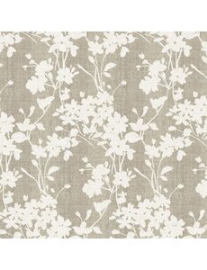 Wicotex Tafelzeil Witte bloem Taupe