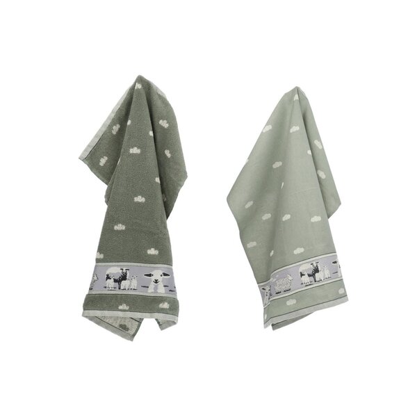 Bunzlau Castle Set keuken- en theedoek Sheep Dark Green