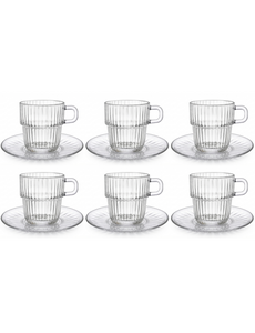  Theeglas met schotel Barshine set van 6