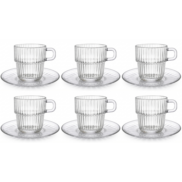Bormioli Rocco Theeglas met schotel Barshine set van 6