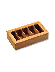 Kesper Theedoos 5 vakken met venster bamboe