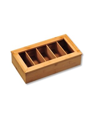 Kesper Theedoos 5 vakken met venster bamboe