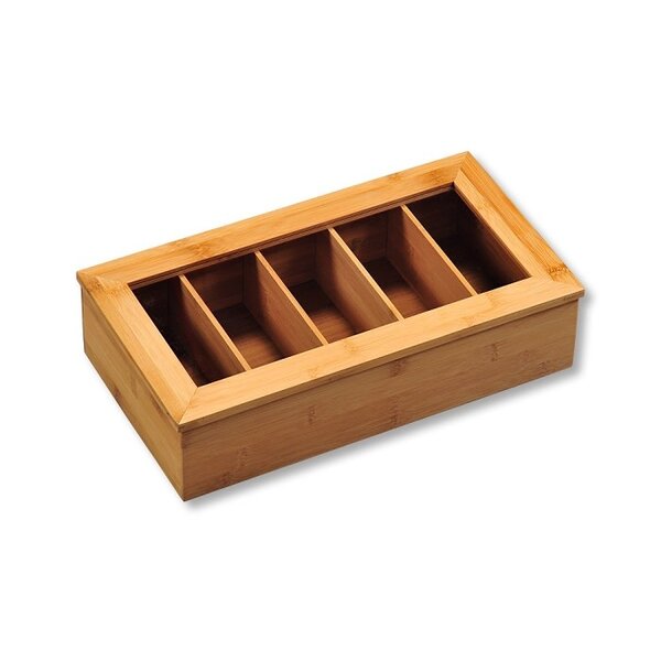 Kesper Theedoos 5 vakken met venster bamboe