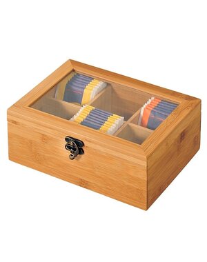 Kesper Theedoos 6 vakken met venster bamboe