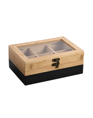 Kesper Theedoos 6 vakken bamboe naturel/zwart