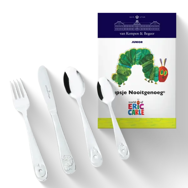 Koninklijke van Kempen & Begeer Kinderbestek Rupsje Nooitgenoeg 4 delig