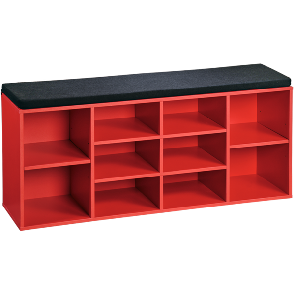 Kesper Schoenenkast rood met zitkussen 103,5cm