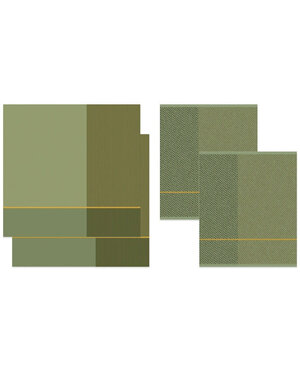 DDDDD Combiset 2 keukendoeken & 2 theedoeken Blend olive green