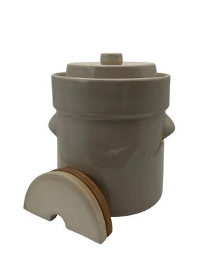  Fermentatiepot 3L met verzwaringsstenen aardewerk grijs
