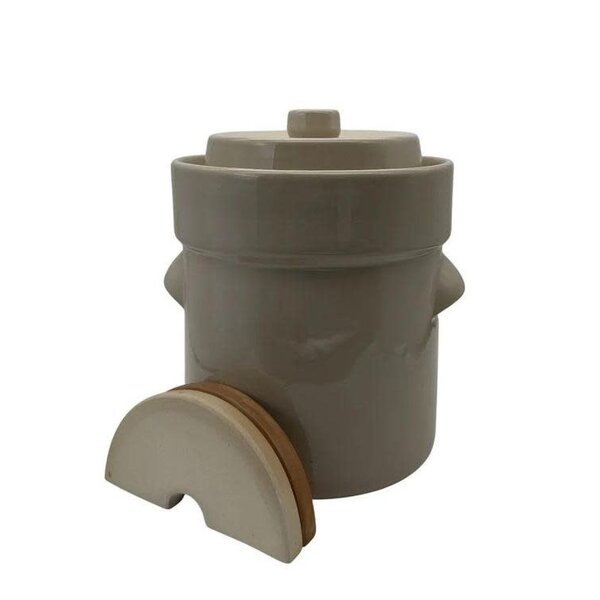 Fermentatiepot 10L met verzwaringsstenen aardewerk grijs