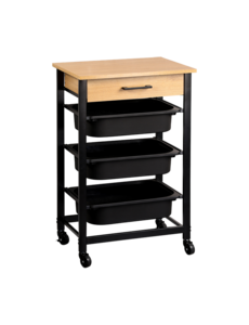 Kesper Keukentrolley 47x37x81,5cm met drie bakken zwart