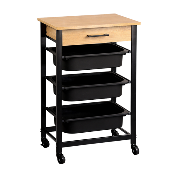 Kesper Keukentrolley 47x37x81,5cm met drie bakken zwart