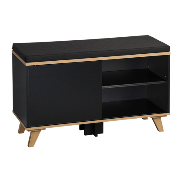 Kesper Schoenenkast met zitkussen 77x30x48cm zwart