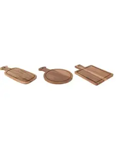 Excellent Houseware Serveerplank - Snijplank 3 assorti acacia 19 cm per stuk geleverd.