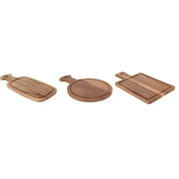 Excellent Houseware Serveerplank - Snijplank 3 assorti acacia 19 cm per stuk geleverd.