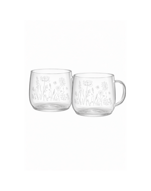 Bunzlau Castle Theeglazen 400ml Borosilicate Wild Flowers set van 2