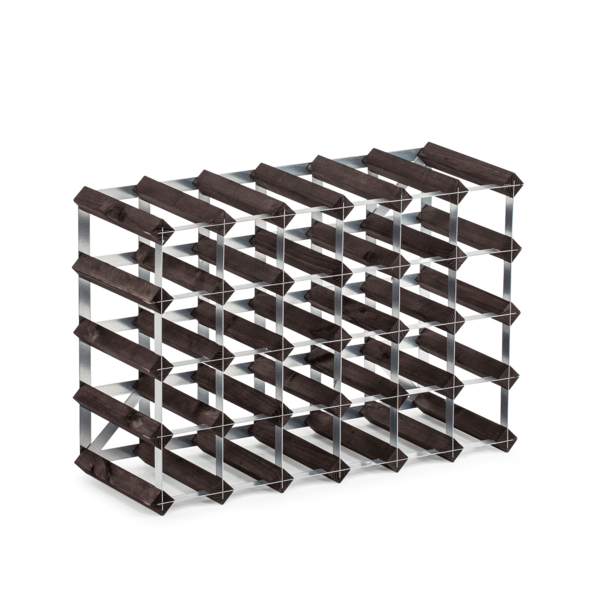 Wijnrek voor 30 flessen verbrande eik