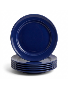 Royal Boch Bord plat 21cm donkerblauw  Boerenblauw set van 6