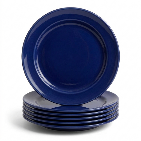 Royal Boch Bord plat 21cm donkerblauw  Boerenblauw set van 6